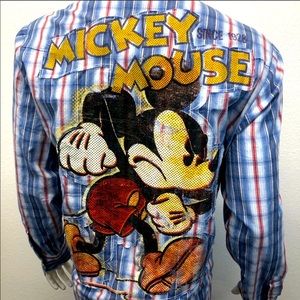 Walt Disney Store Full Mickey Mouse Pearl Snaps L